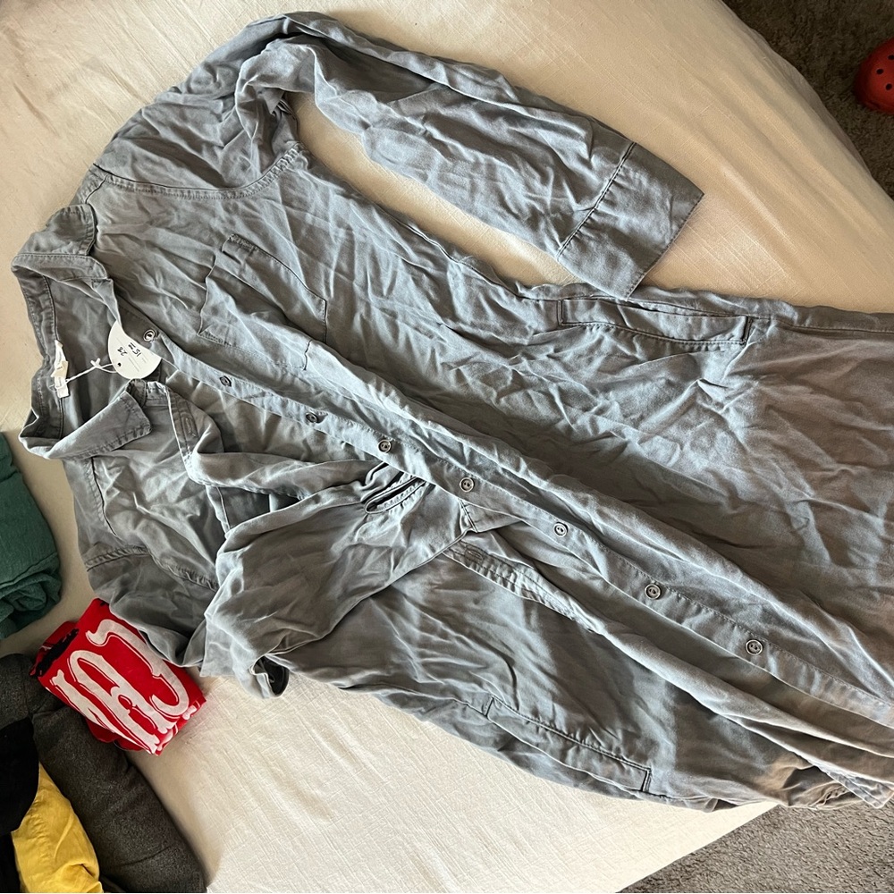 Gray Button-Up Dress